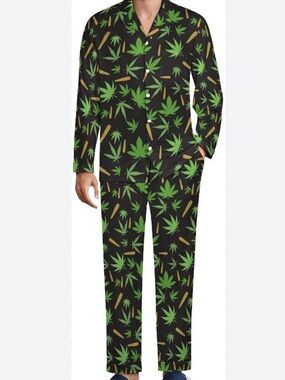 Kids Black and Green Leaf-Print Halloween Costume